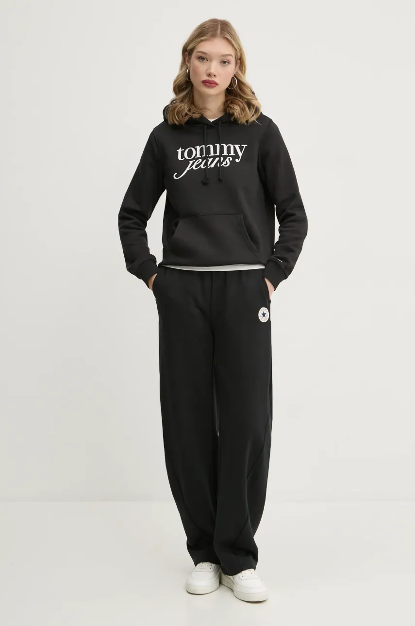 Кофта Tommy Jeans женская цвет чёрный с капюшоном с принтом DW0DW20170 Кофта Tommy Jeans женская цвет чёрный с капюшоном с принтом DW0DW20170