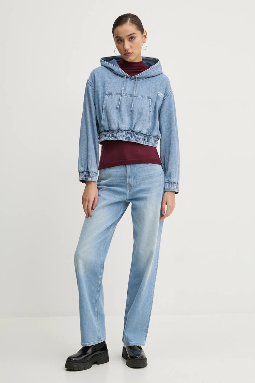 Хлопковая кофта Tommy Jeans женская с капюшоном с аппликацией DW0DW20539 Хлопковая кофта Tommy Jeans женская с капюшоном с аппликацией DW0DW20539
