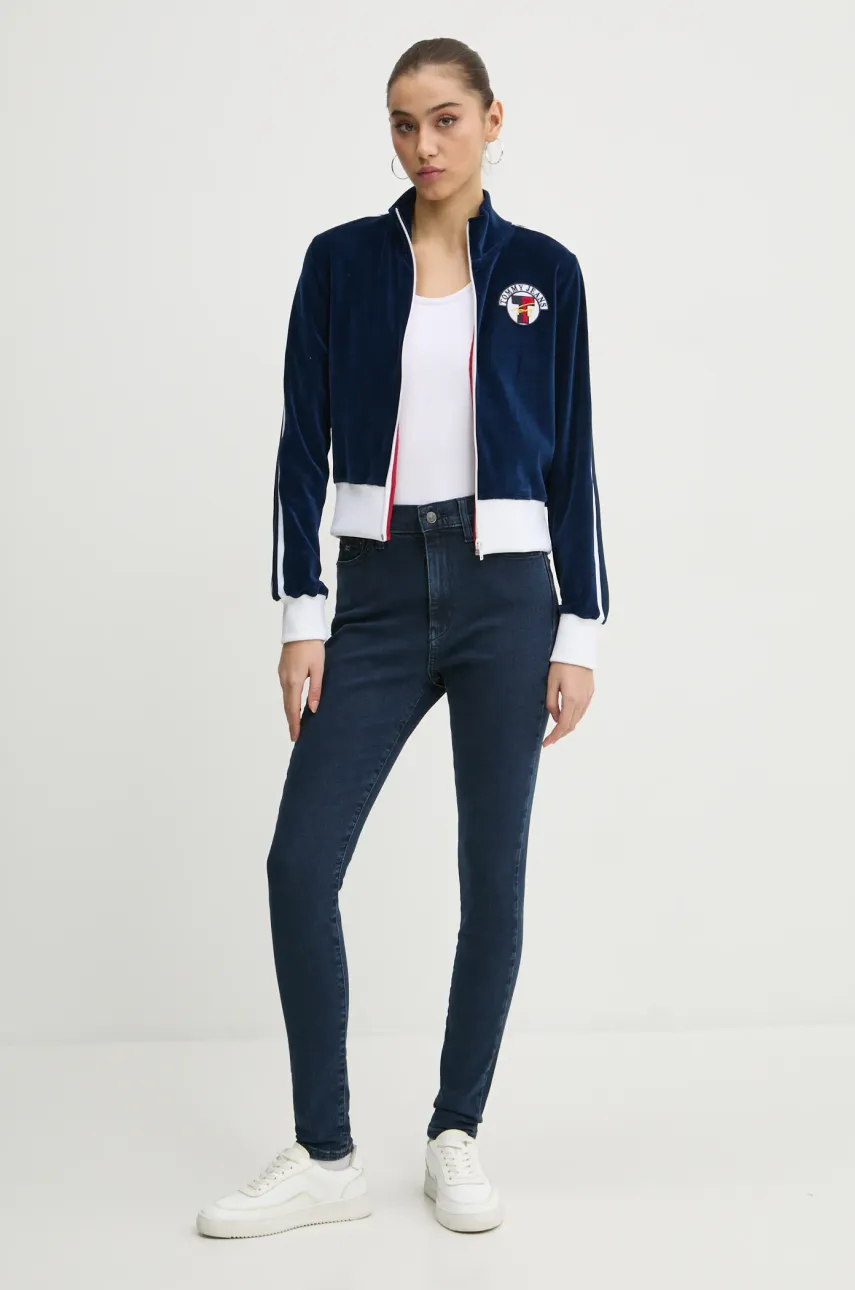 Кофта Tommy Jeans жіноча колір синій однотонна DW0DW20565
