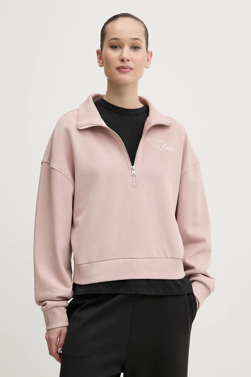 Hugo Blue hanorac de bumbac femei, culoarea roz, neted, 50531192