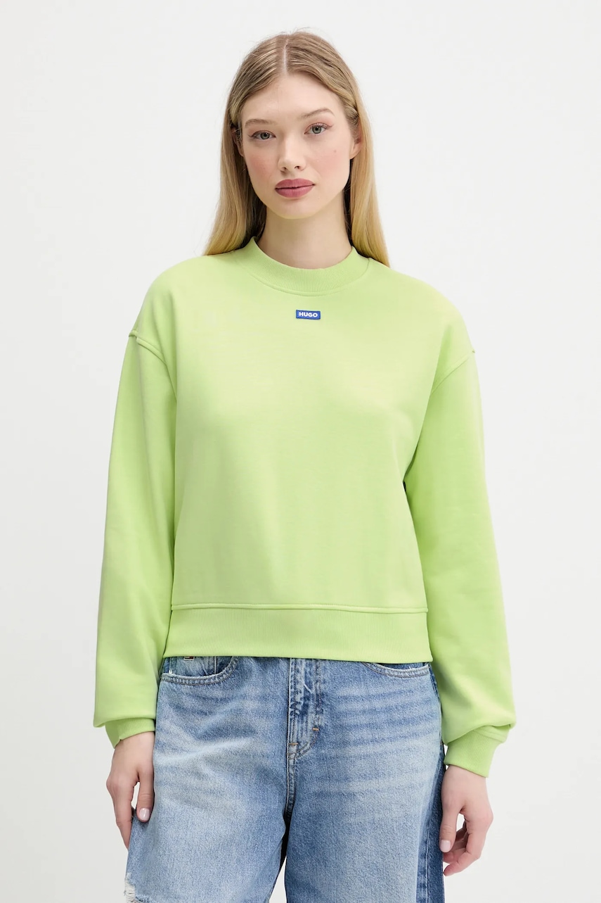 Hugo Blue hanorac de bumbac culoarea alb, cu imprimeu, 50534344