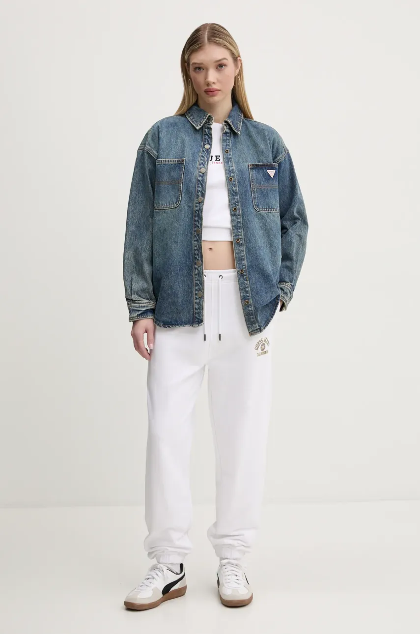 Хлопковая кофта Guess Jeans женская цвет белый с принтом W5RQ28 K68I4 Хлопковая кофта Guess Jeans женская цвет белый с принтом W5RQ28 K68I4