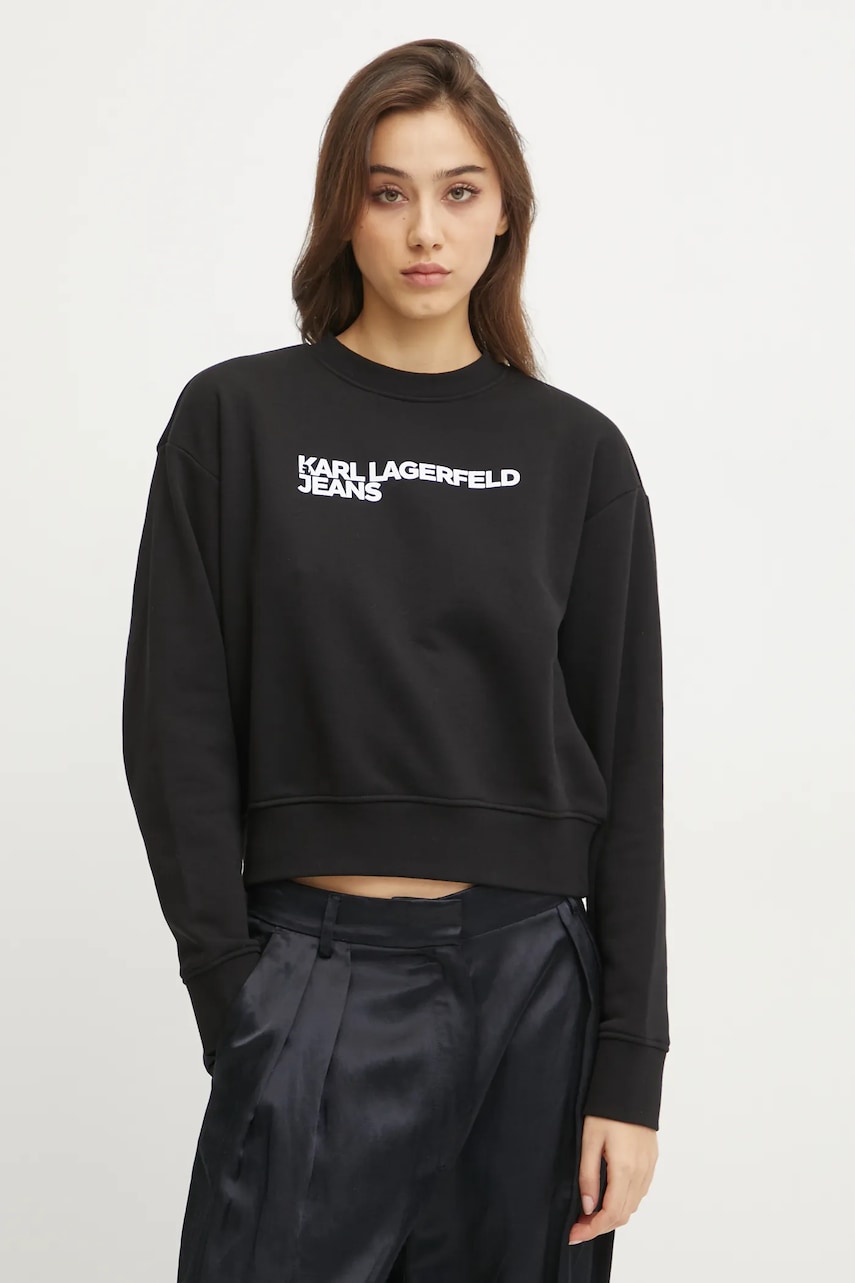 Karl Lagerfeld Jeans bluza femei, culoarea negru, cu imprimeu, A1W20005 Karl Lagerfeld Jeans bluza femei, culoarea negru, cu imprimeu, A1W20005