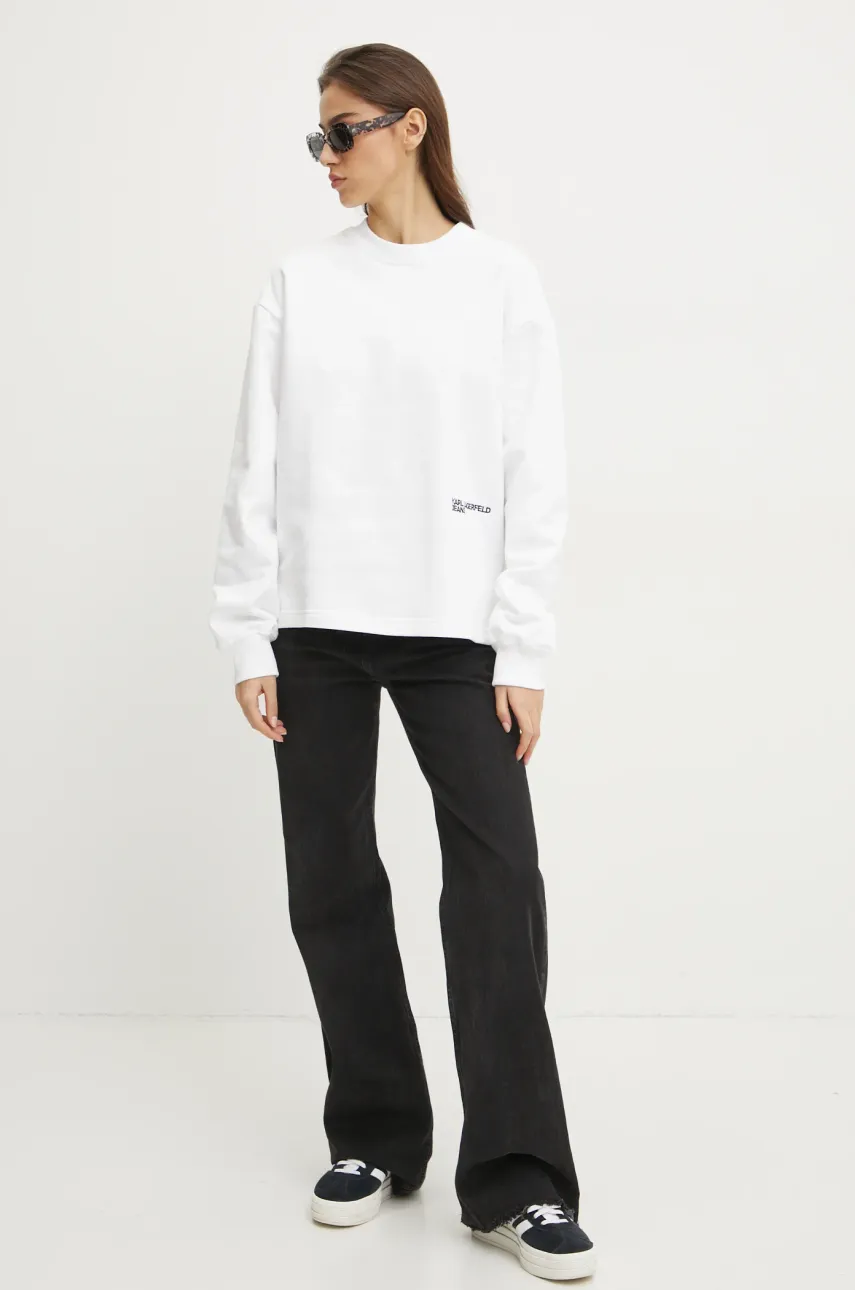 Хлопковая кофта Karl Lagerfeld Jeans женская цвет белый с принтом A1W20068 Хлопковая кофта Karl Lagerfeld Jeans женская цвет белый с принтом A1W20068