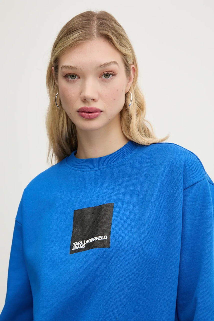 Βαμβακερή μπλούζα Karl Lagerfeld Jeans γυναικεία, χρώμα: μπλε, A1W20006 φωτογραφία