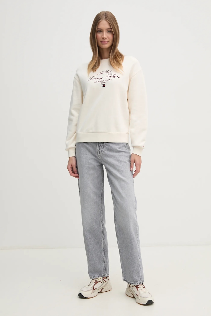 Кофта Tommy Hilfiger женская цвет бежевый с аппликацией WW0WW43844 Кофта Tommy Hilfiger женская цвет бежевый с аппликацией WW0WW43844