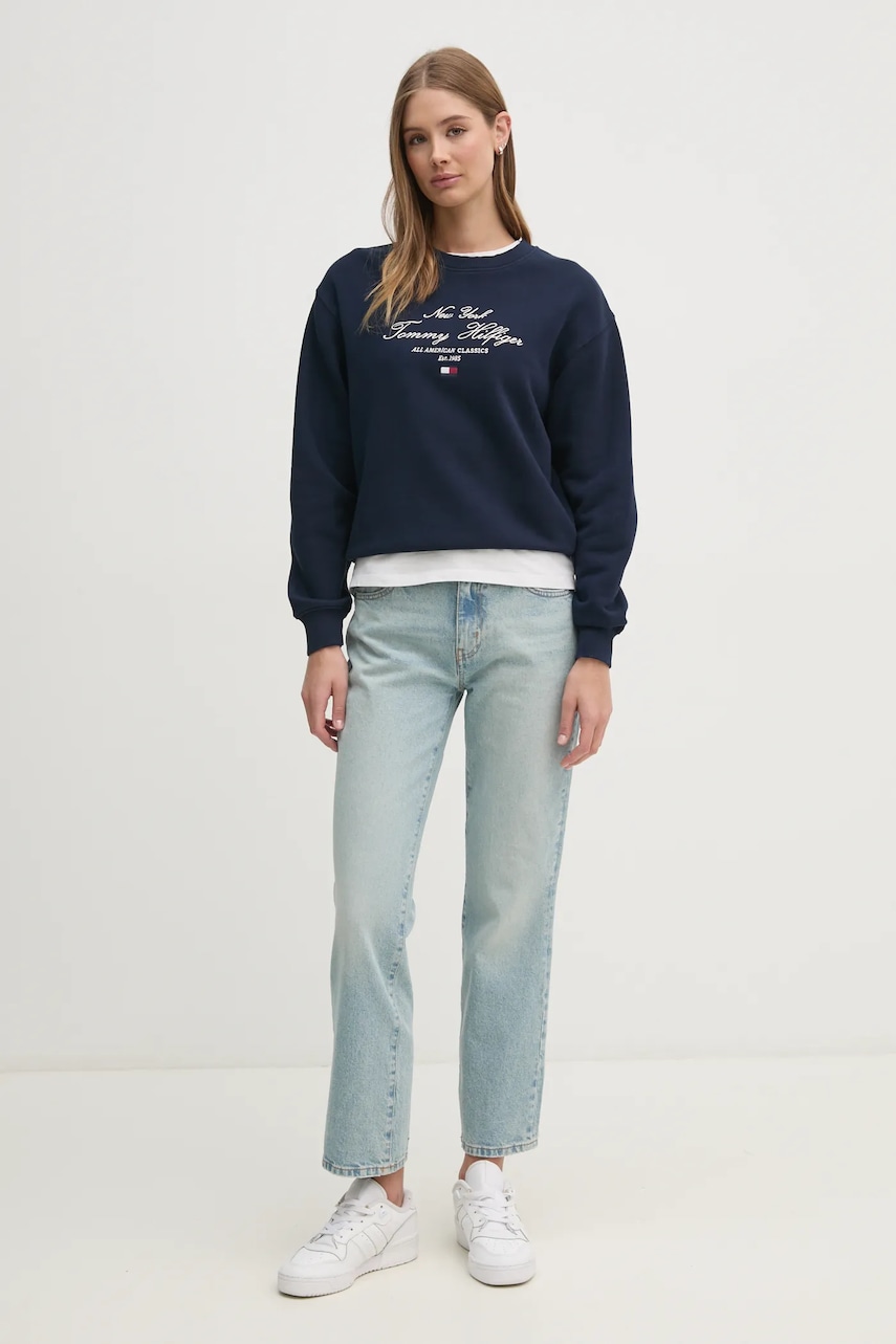 Кофта Tommy Hilfiger женская цвет синий с аппликацией WW0WW43844 Кофта Tommy Hilfiger женская цвет синий с аппликацией WW0WW43844