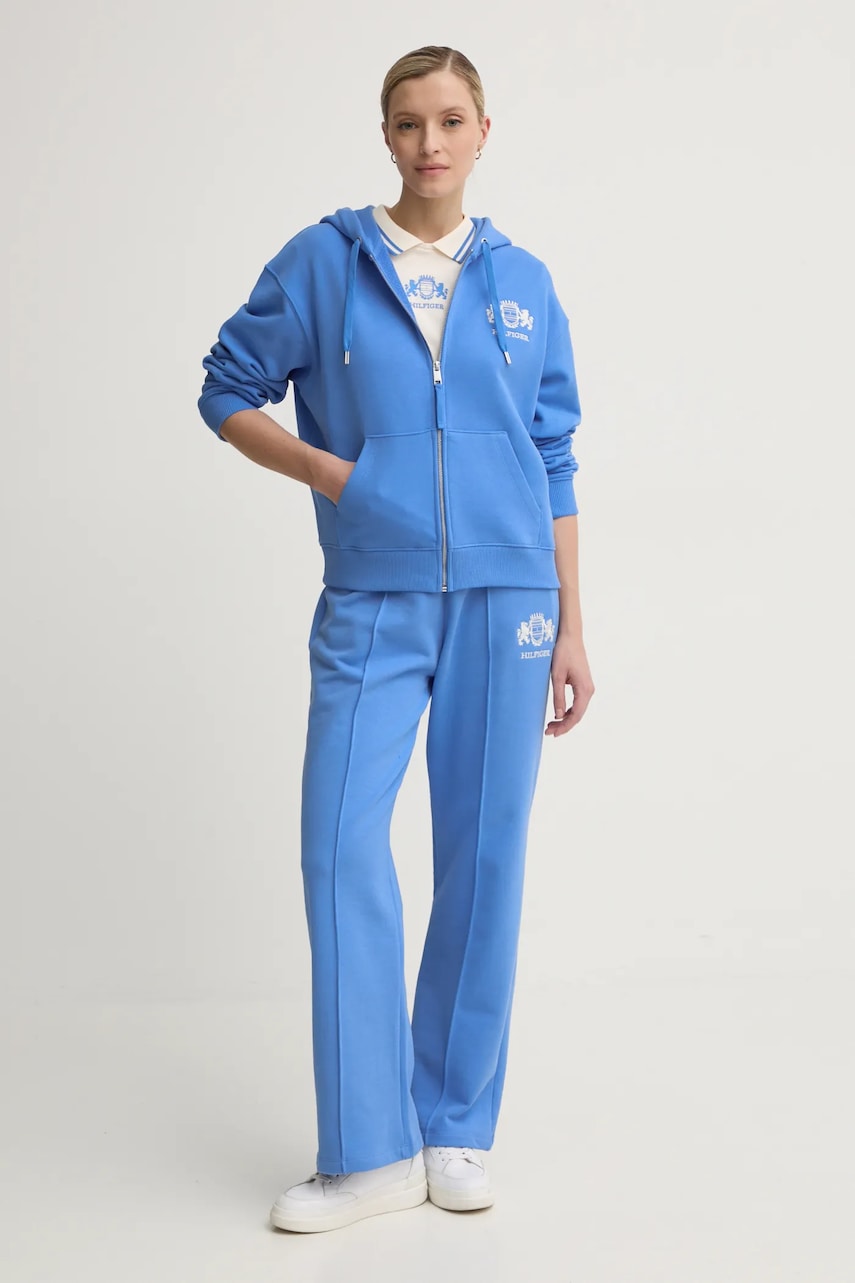 Хлопковая кофта Tommy Hilfiger женская с капюшоном с аппликацией WW0WW43850 Хлопковая кофта Tommy Hilfiger женская с капюшоном с аппликацией WW0WW43850