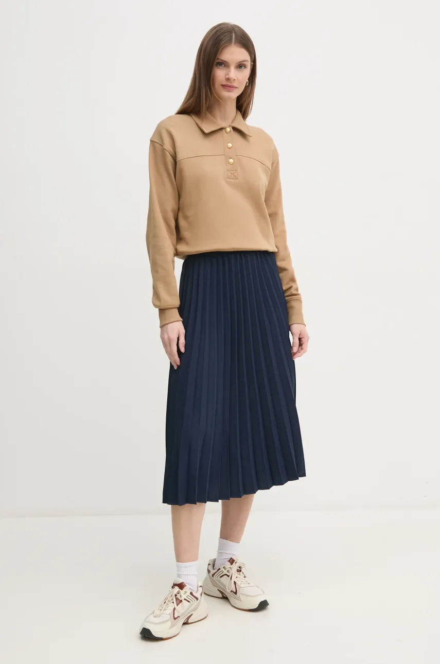 Хлопковая кофта Tommy Hilfiger женская цвет коричневый однотонная WW0WW44081 Хлопковая кофта Tommy Hilfiger женская цвет коричневый однотонная WW0WW44081