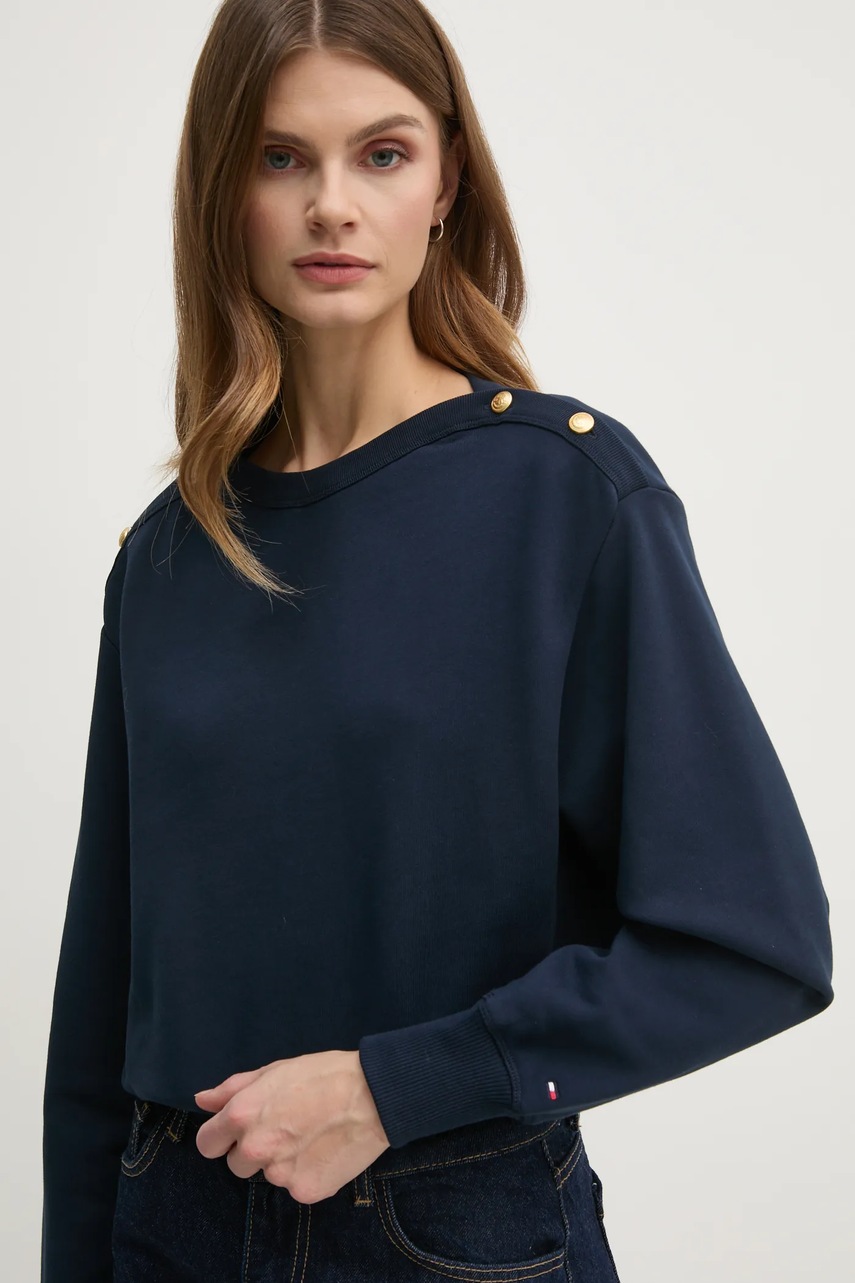 Βαμβακερή μπλούζα Tommy Hilfiger γυναικεία, χρώμα: ναυτικό μπλε, WW0WW44447 φωτογραφία