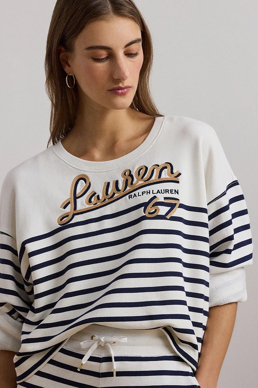Бавовняна кофта Lauren Ralph Lauren жіноча колір білий візерунок 200957674 