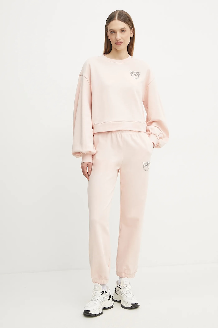 Хлопковая кофта Pinko женская цвет розовый с аппликацией 102827 A2G8 Хлопковая кофта Pinko женская цвет розовый с аппликацией 102827 A2G8