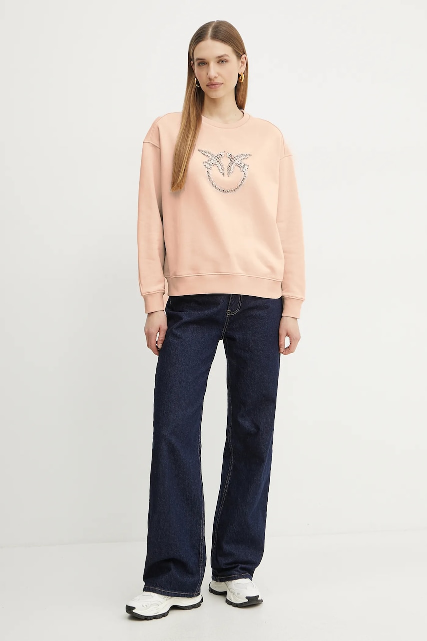 Хлопковая кофта Pinko женская цвет розовый с аппликацией 100534 A2G8 Хлопковая кофта Pinko женская цвет розовый с аппликацией 100534 A2G8