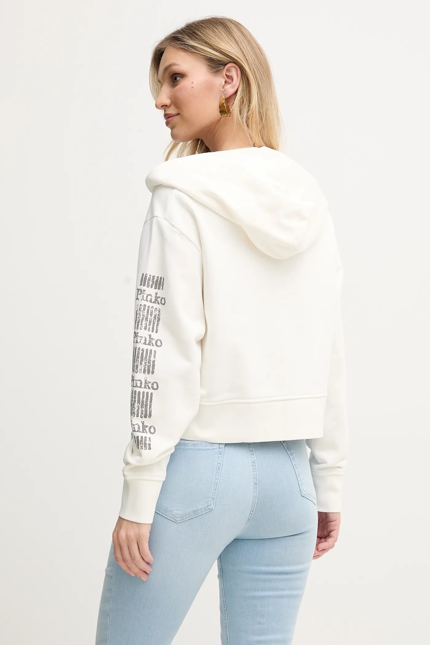 Βαμβακερή μπλούζα Pinko γυναικεία, χρώμα: άσπρο, με κουκούλα, 104622 A2CV φωτογραφία