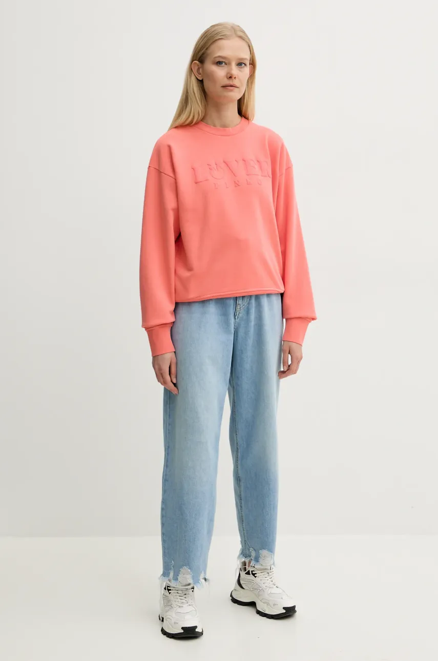 Хлопковая кофта Pinko женская цвет розовый с принтом 104618 A2DC Хлопковая кофта Pinko женская цвет розовый с принтом 104618 A2DC