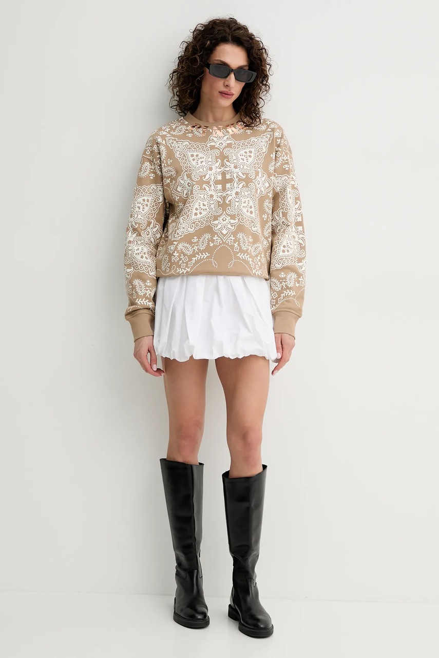 Хлопковая кофта Pinko цвет бежевый узор 104618 A2CW