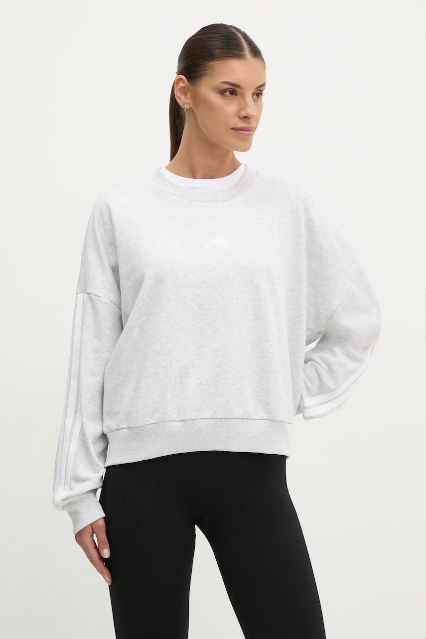 adidas bluza Essentials femei, culoarea gri, melanj, JD5292 adidas bluza Essentials femei, culoarea gri, melanj, JD5292