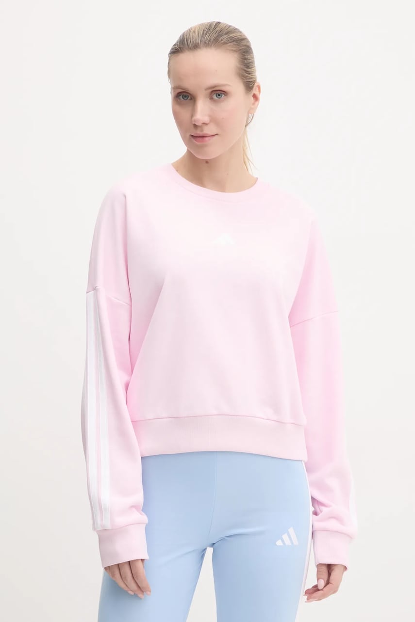 adidas bluză Essentials femei, culoarea roz, cu imprimeu, JD5294 adidas bluză Essentials femei, culoarea roz, cu imprimeu, JD5294
