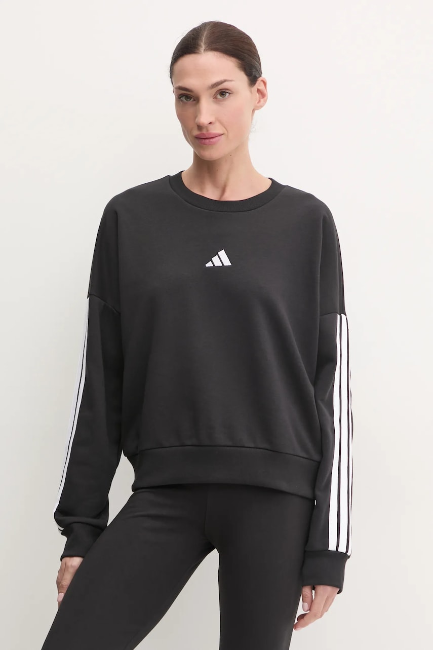 adidas bluza Essentials femei, culoarea negru, cu imprimeu, JE0016