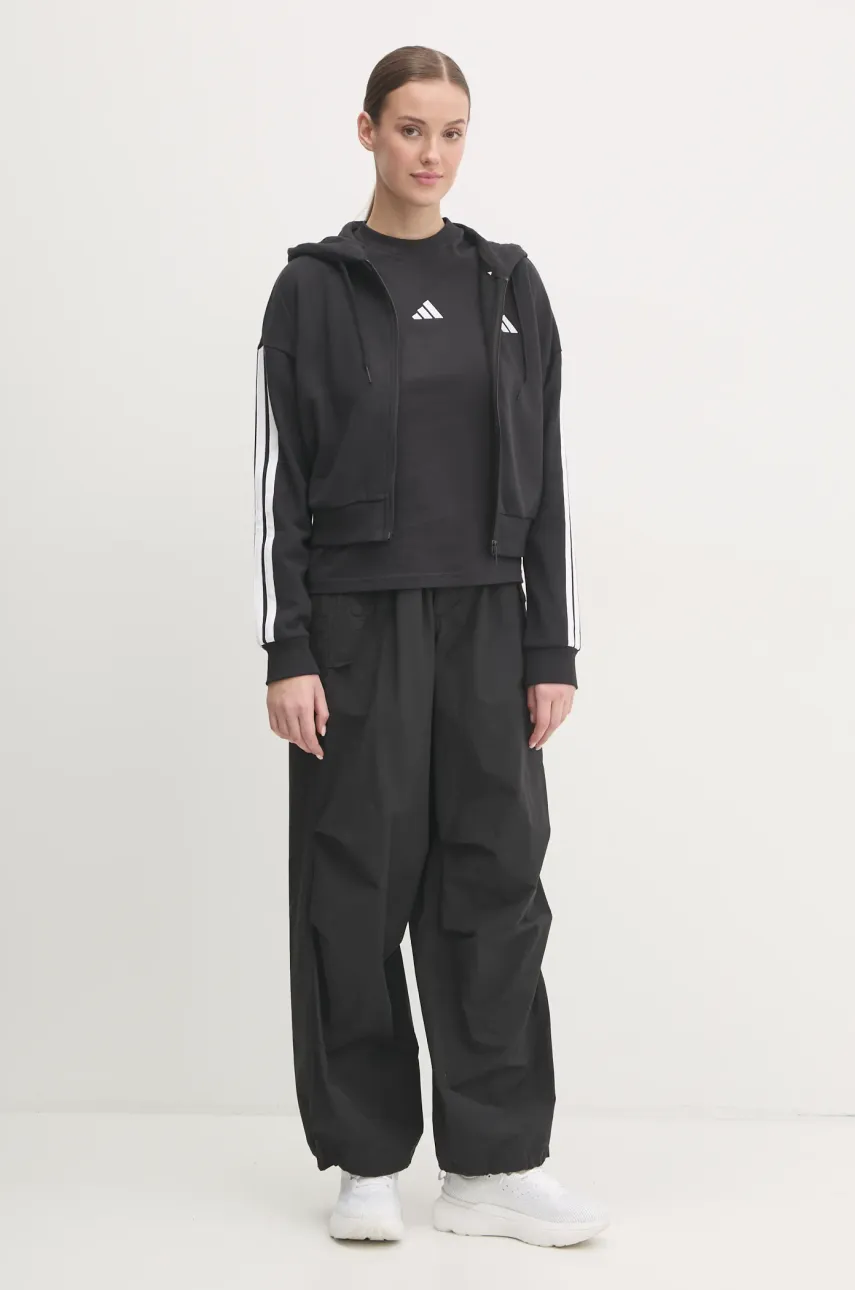 Кофта adidas Essentials женская цвет чёрный с капюшоном с аппликацией JE0052 Кофта adidas Essentials женская цвет чёрный с капюшоном с аппликацией JE0052