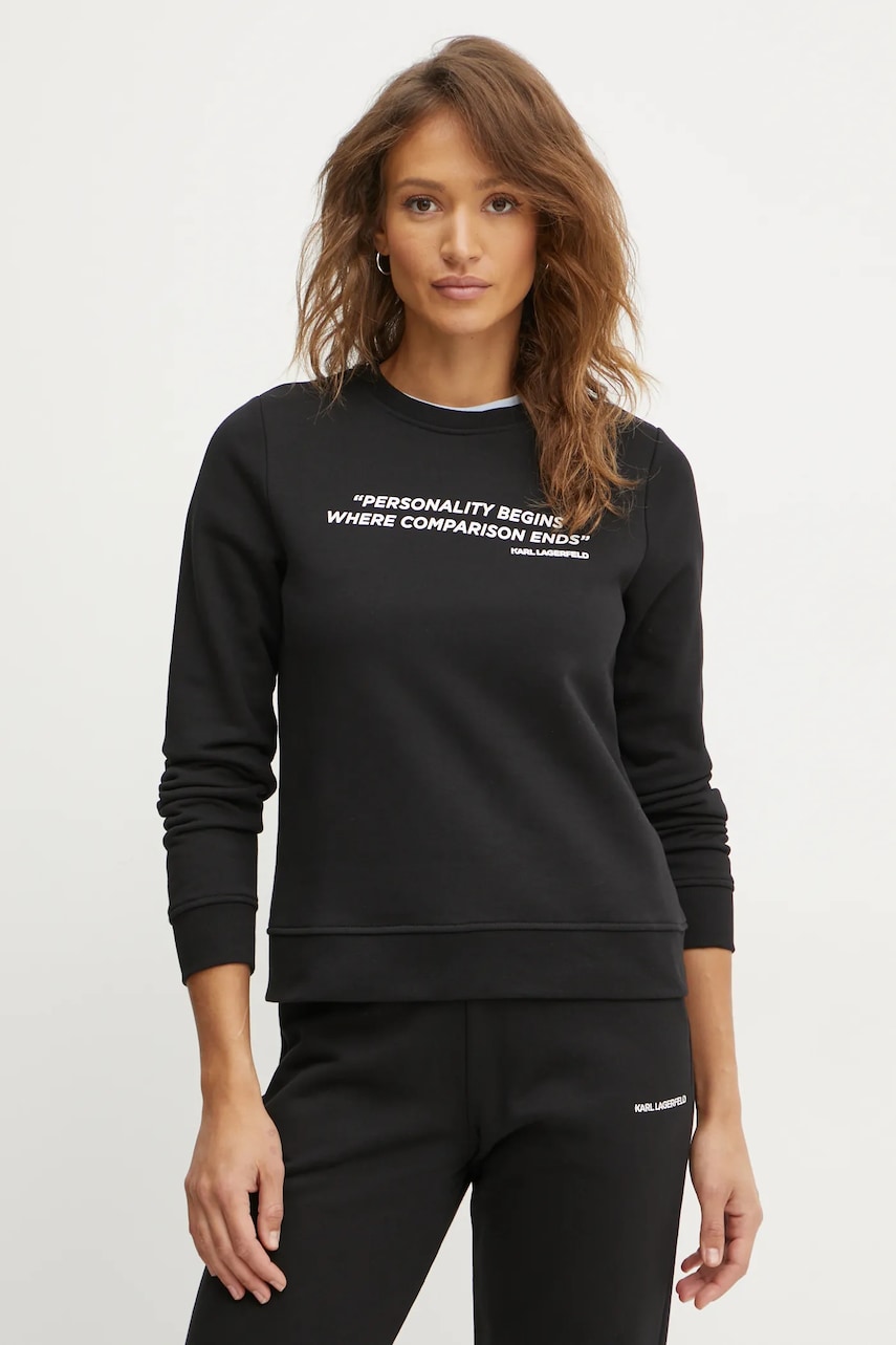 Karl Lagerfeld bluza femei, culoarea negru, cu imprimeu, A1W20038