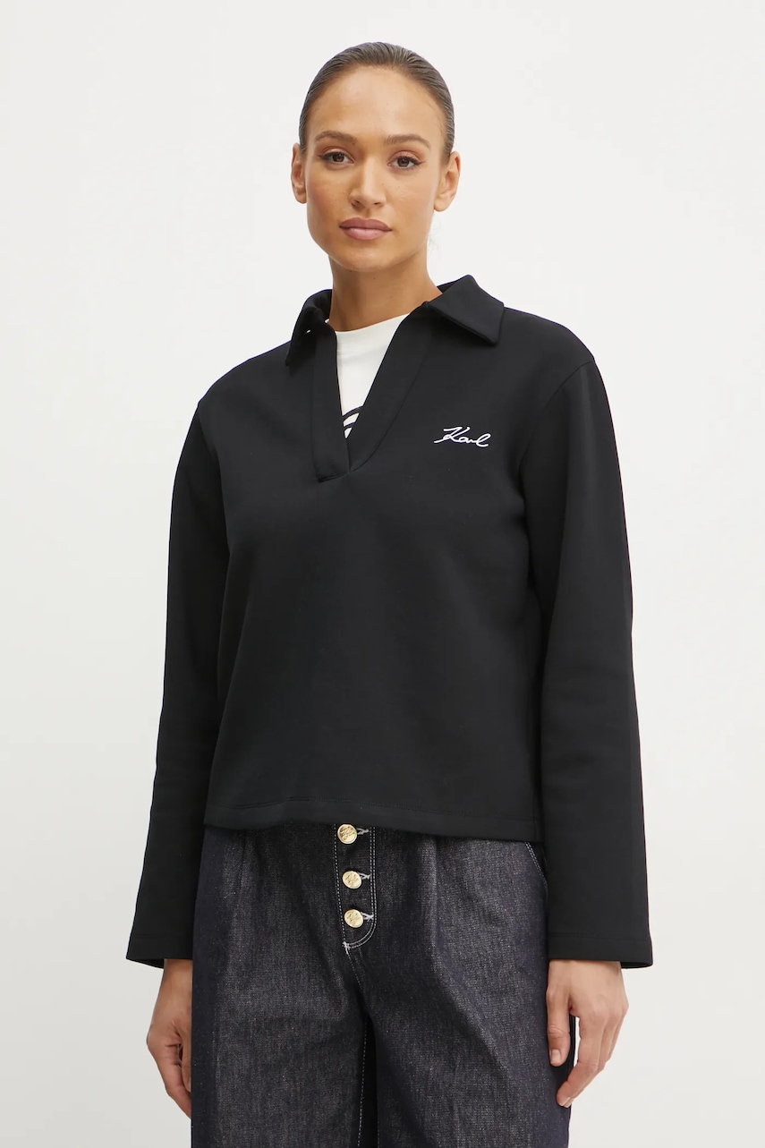 Karl Lagerfeld bluza femei, culoarea negru, neted, A1W20042