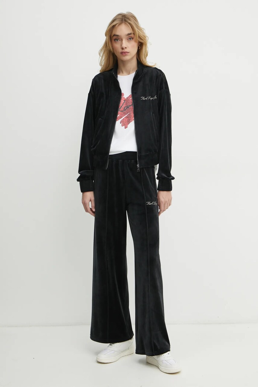 Кофта из велюра Karl Lagerfeld цвет чёрный однотонная A1W44005 Кофта из велюра Karl Lagerfeld цвет чёрный однотонная A1W44005
