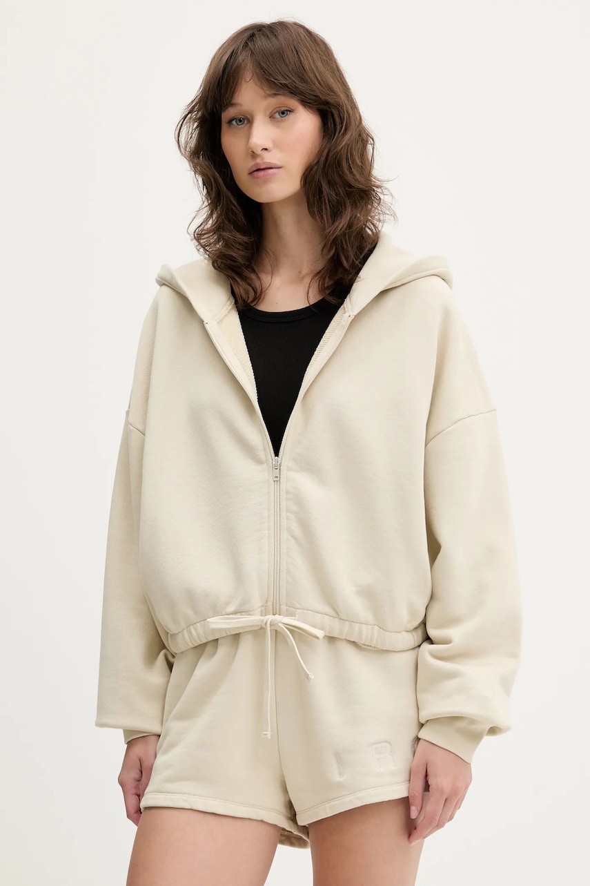 IRO hanorac de bumbac culoarea bej, cu glugă, uni, WF14ORITTA