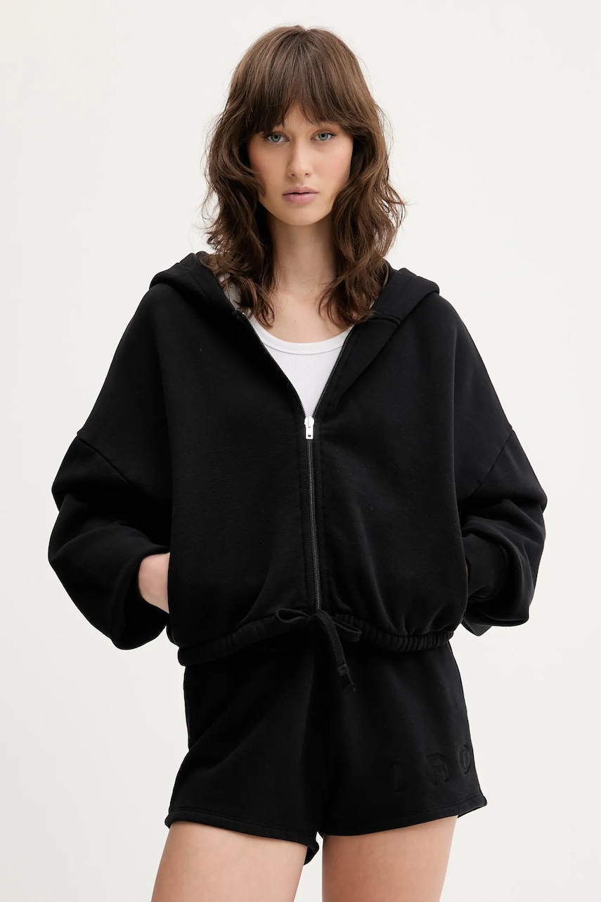 IRO hanorac de bumbac culoarea negru, cu glugă, uni, WF14ORITTA IRO hanorac de bumbac culoarea negru, cu glugă, uni, WF14ORITTA