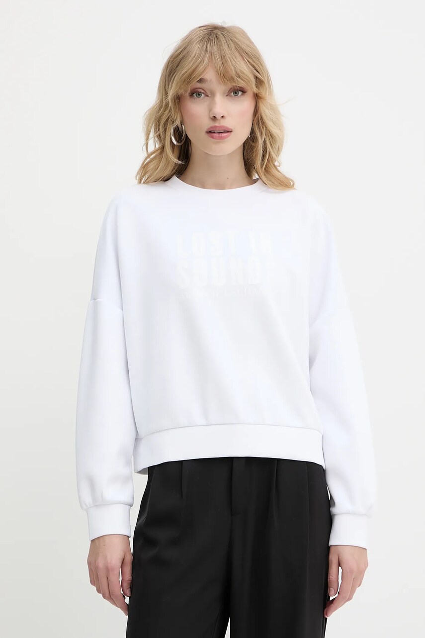 Armani Exchange bluză culoarea alb, cu imprimeu, XW000275 AF12819