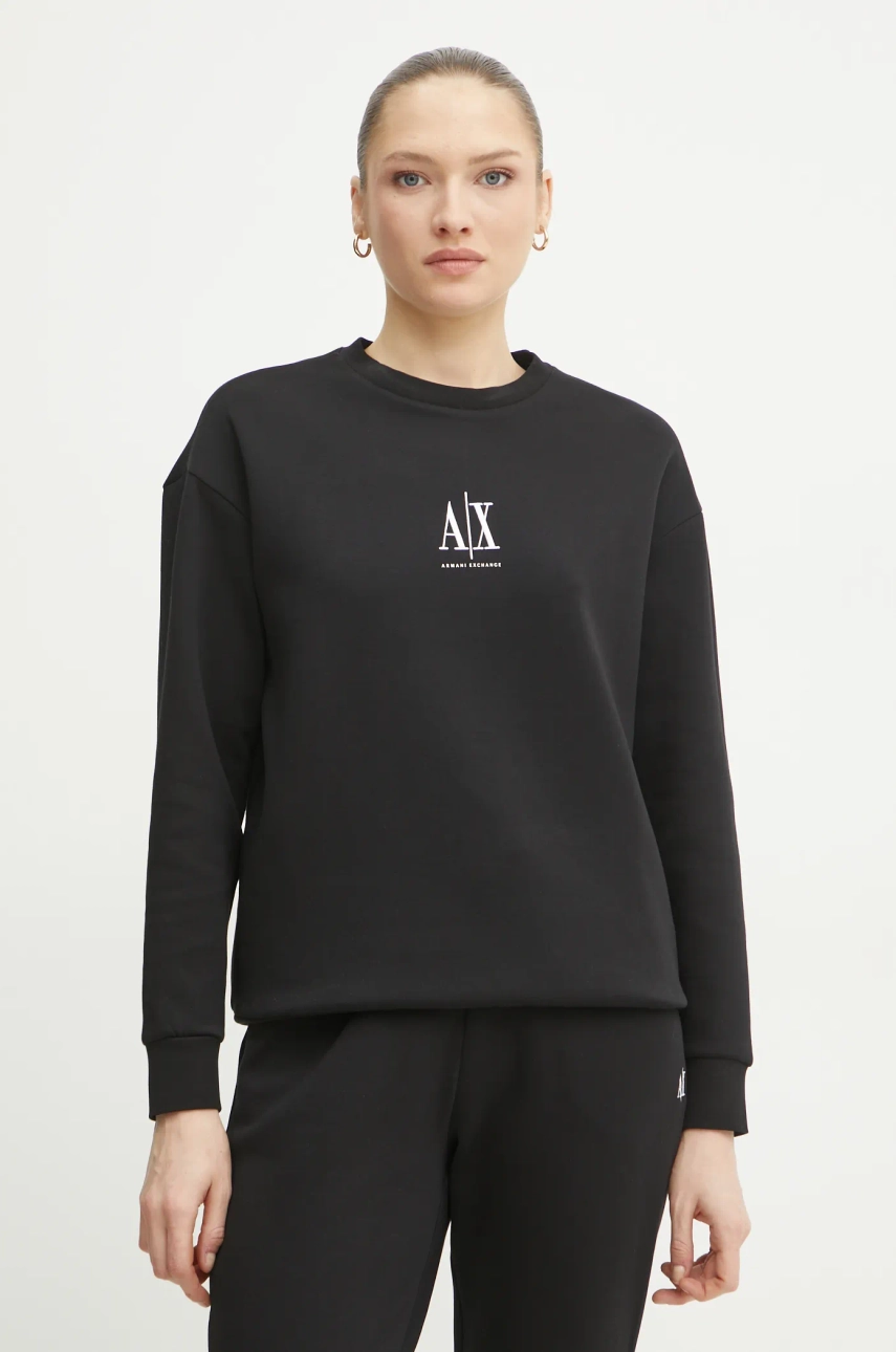 Armani Exchange bluza femei, culoarea negru, cu imprimeu, XW000821 AF10818