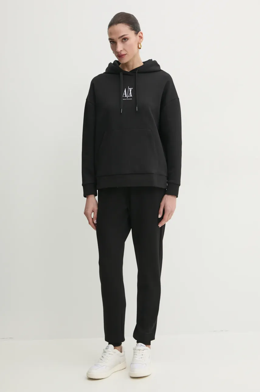 Кофта Armani Exchange женская цвет чёрный с капюшоном с аппликацией XW000823 AF10818 Кофта Armani Exchange женская цвет чёрный с капюшоном с аппликацией XW000823 AF10818
