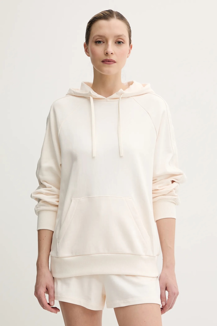 hanorac de bumbac culoarea bej, cu glugă, cu imprimeu, XW000500 AF12804