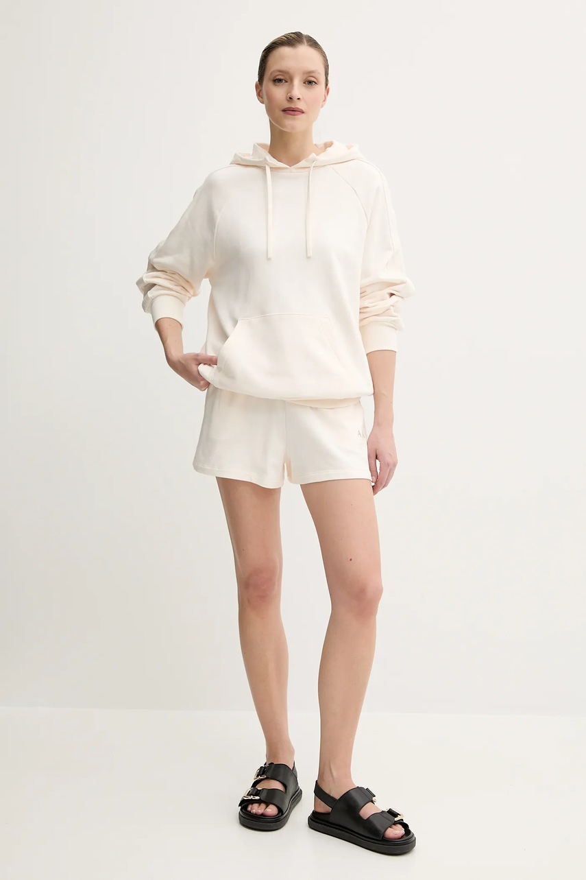 Хлопковая кофта цвет бежевый с капюшоном с аппликацией XW000500 AF12804