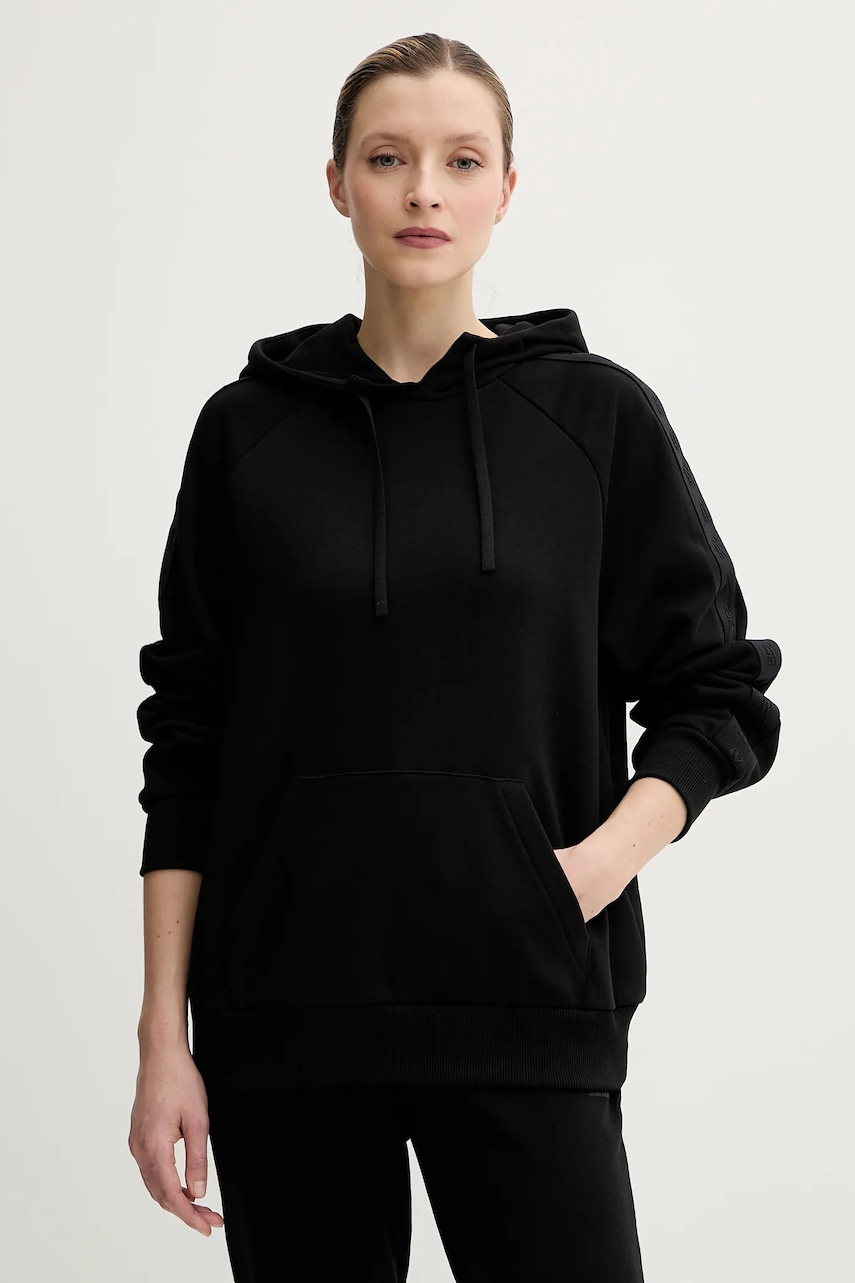 hanorac de bumbac culoarea negru, cu glugă, cu imprimeu, XW000500 AF12804