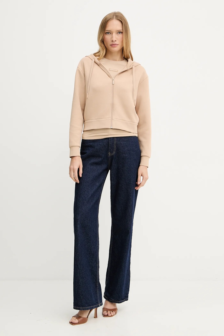 Кофта Armani Exchange цвет бежевый с капюшоном однотонная XW000822 AF10818