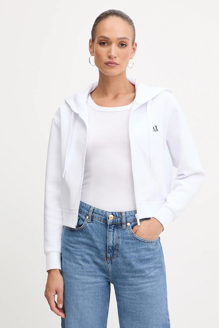 Armani Exchange bluză culoarea negru, cu glugă, uni, XW000822 AF10818