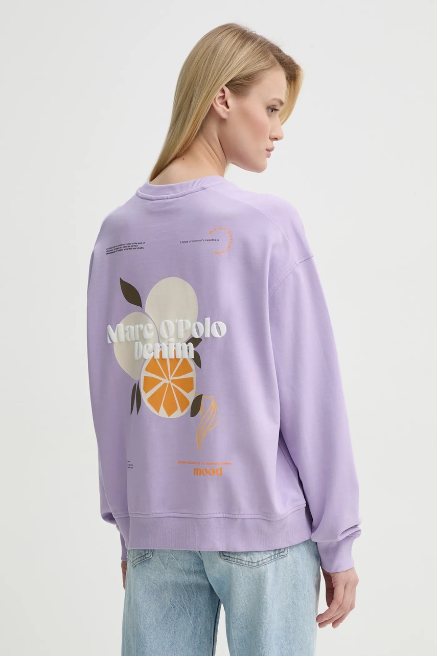 Marc O'Polo hanorac de bumbac femei, culoarea violet, cu imprimeu, 5000005964