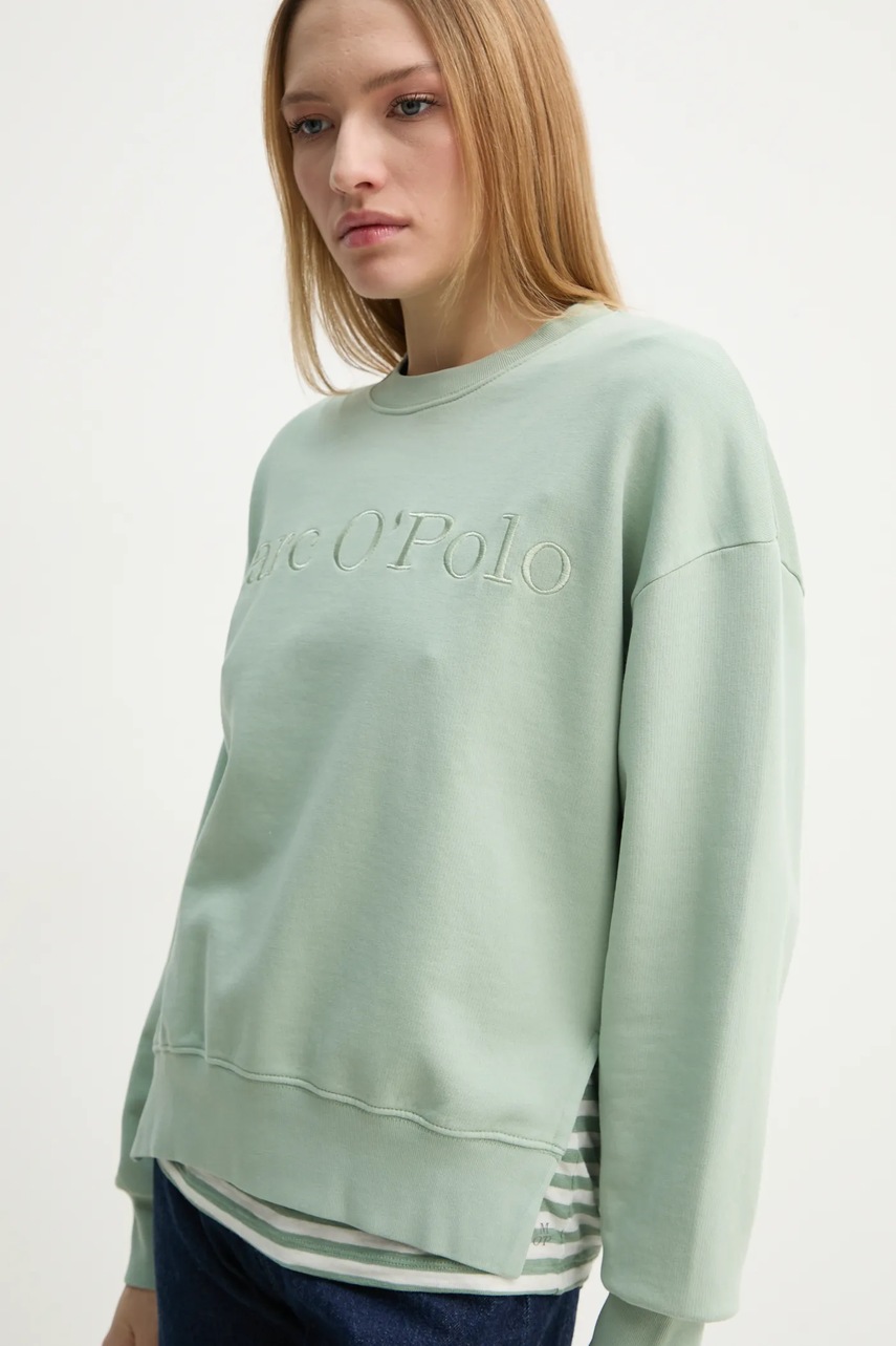 Βαμβακερή μπλούζα Marc O'Polo γυναικεία, χρώμα: πράσινο, 502407354033 φωτογραφία