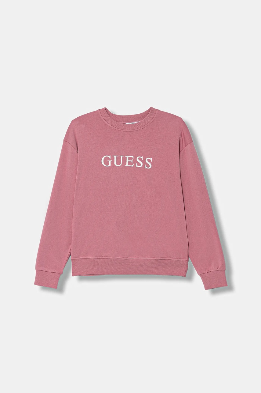 Levně Mikina Guess SOFIA dámská, béžová barva, s aplikací, O5RQ03 KCO31