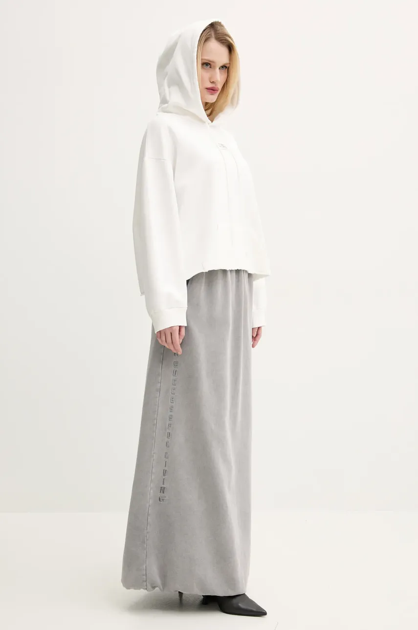 Хлопковая кофта MM6 Maison Margiela женская цвет белый с капюшоном с аппликацией S52GU0235 Хлопковая кофта MM6 Maison Margiela женская цвет белый с капюшоном с аппликацией S52GU0235
