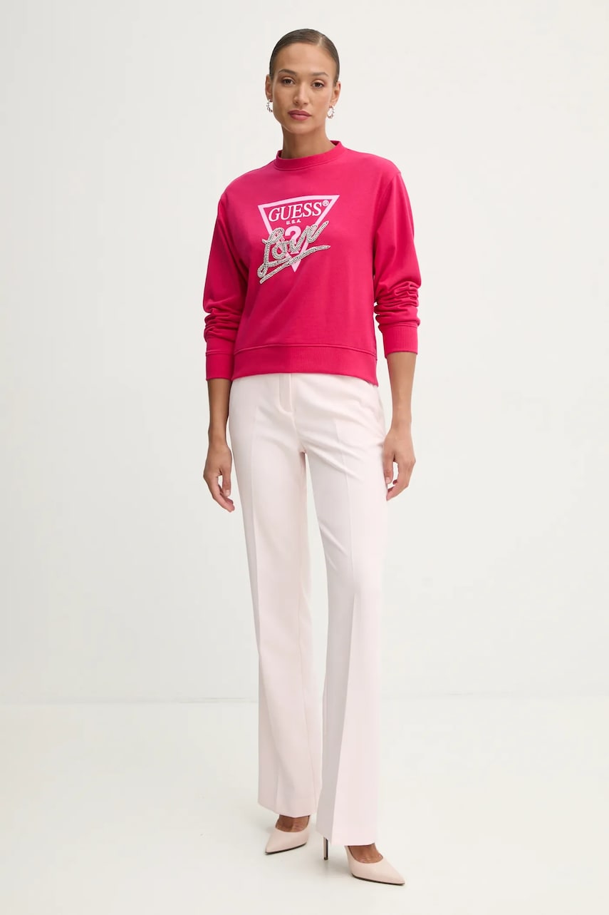 Кофта Guess женская цвет розовый с аппликацией W5RQ04 KB683 Кофта Guess женская цвет розовый с аппликацией W5RQ04 KB683