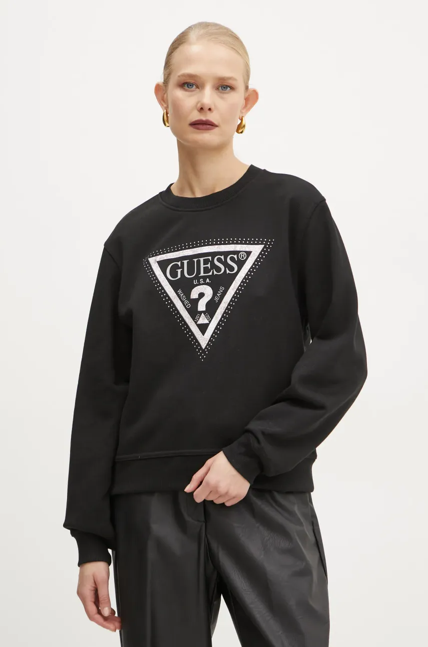 Mikina Guess dámská, černá barva, s aplikací, W5RQ09 K8802