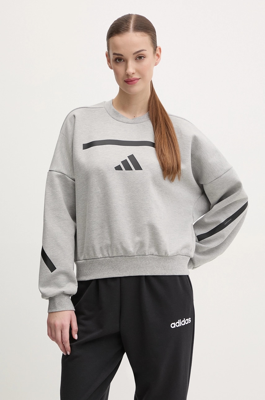 adidas bluza Z.N.E. femei, culoarea gri, cu imprimeu, JC5403 adidas bluza Z.N.E. femei, culoarea gri, cu imprimeu, JC5403