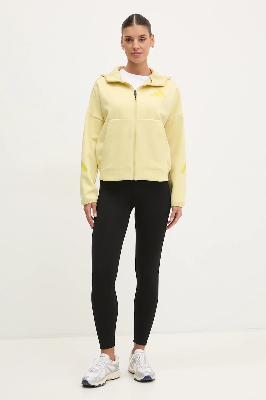 Кофта adidas Z.N.E. женская цвет жёлтый с капюшоном с принтом JJ4753 Кофта adidas Z.N.E. женская цвет жёлтый с капюшоном с принтом JJ4753