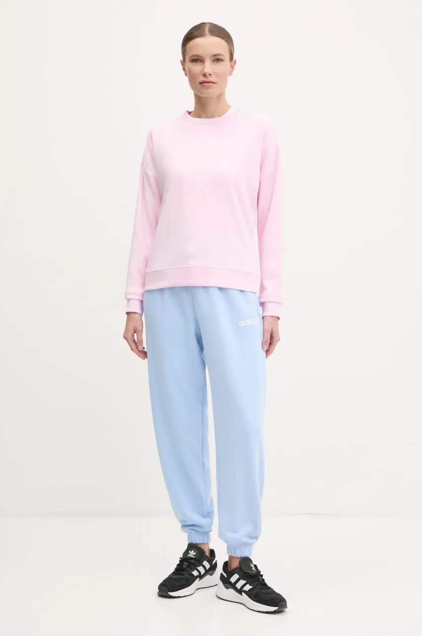 Кофта adidas Essentials Linear женская цвет розовый с принтом JC8292 Кофта adidas Essentials Linear женская цвет розовый с принтом JC8292