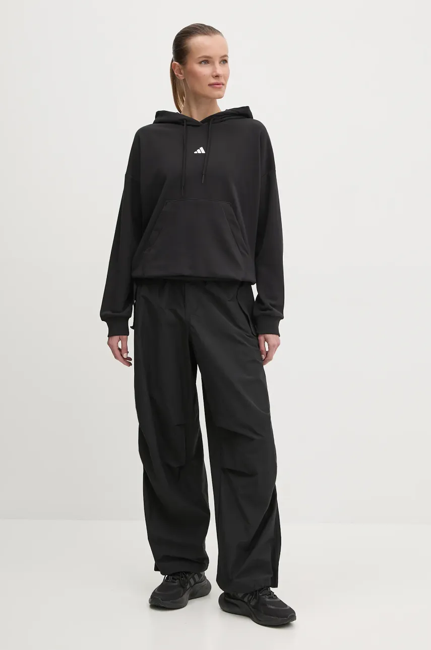Кофта adidas Essentials женская цвет чёрный с капюшоном с аппликацией JD7989 Кофта adidas Essentials женская цвет чёрный с капюшоном с аппликацией JD7989