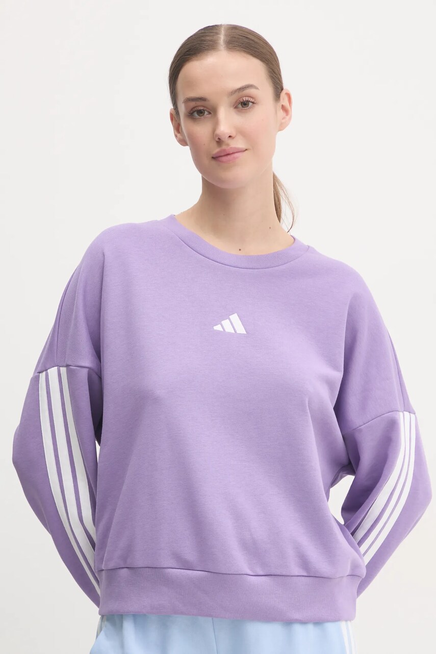 adidas bluza Essentials femei, culoarea violet, cu imprimeu, JD5291
