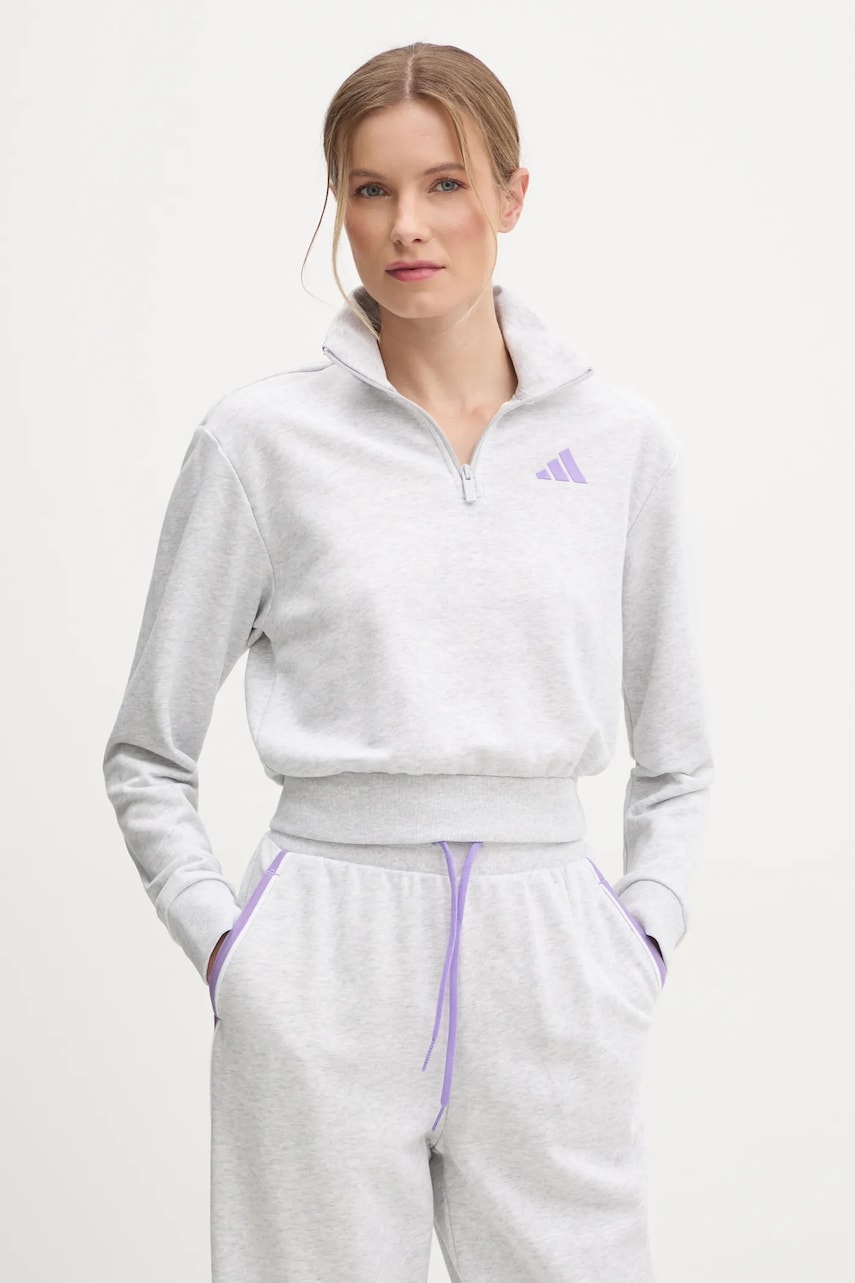 adidas bluza W CB Color Pop femei, culoarea gri, neted, JN6989 adidas bluza W CB Color Pop femei, culoarea gri, neted, JN6989