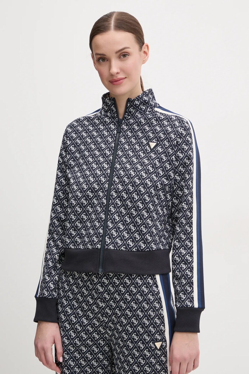 Levně Mikina Guess JEAN dámská, tmavomodrá barva, vzorovaná, V5RQ03 KCO90